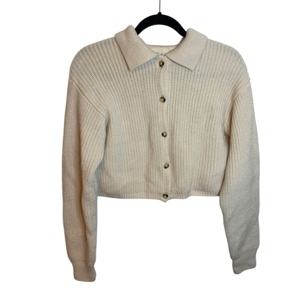 Wilfred Chunky Cream Button Front Merino Wool Boxy Cardigan - Picture 1 of 7